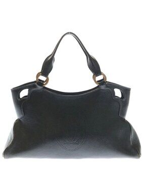 Cartier Marcello de Logo Perforated Leather Handbag Black